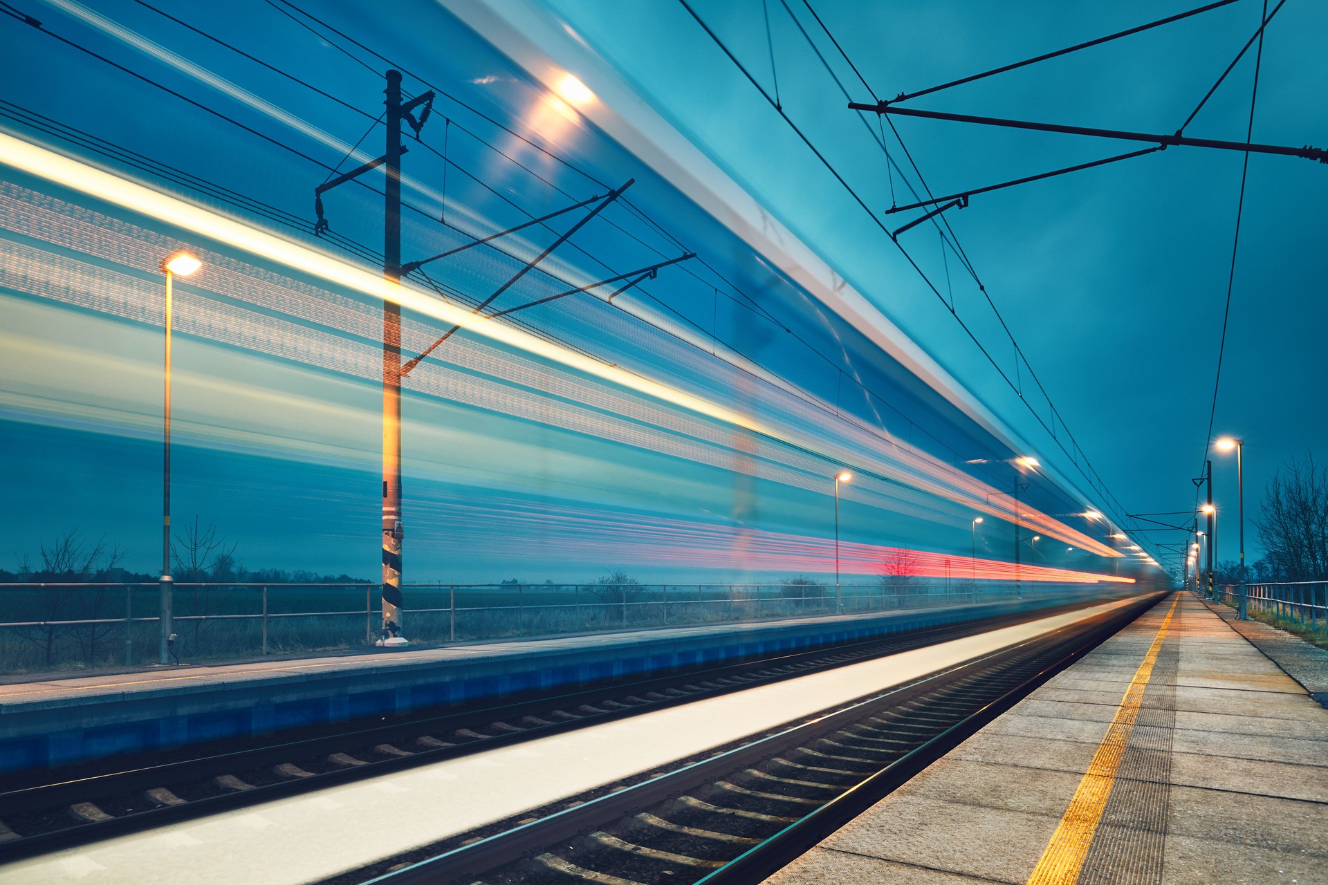 Light trail of the train